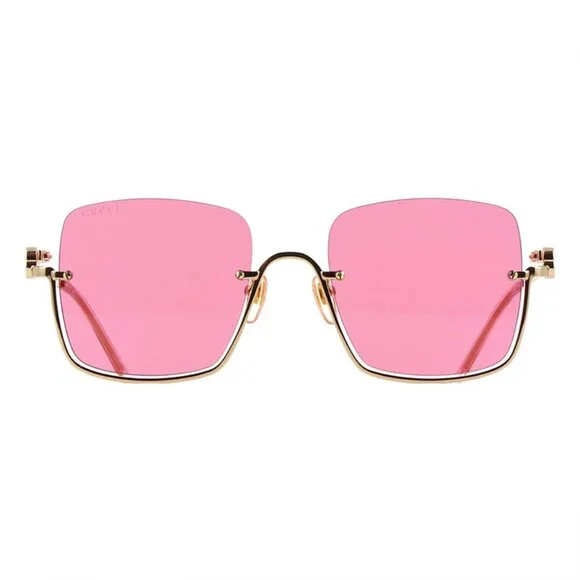NEW GUCCI SQUARE SUNGLASSES GUCCI GG1279S 003 GOLD PINK EYEWEAR - Picture 2 of 3
